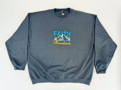 Faith Can Move Mountains Embroidered Sweatshirt - GOdCREATEd