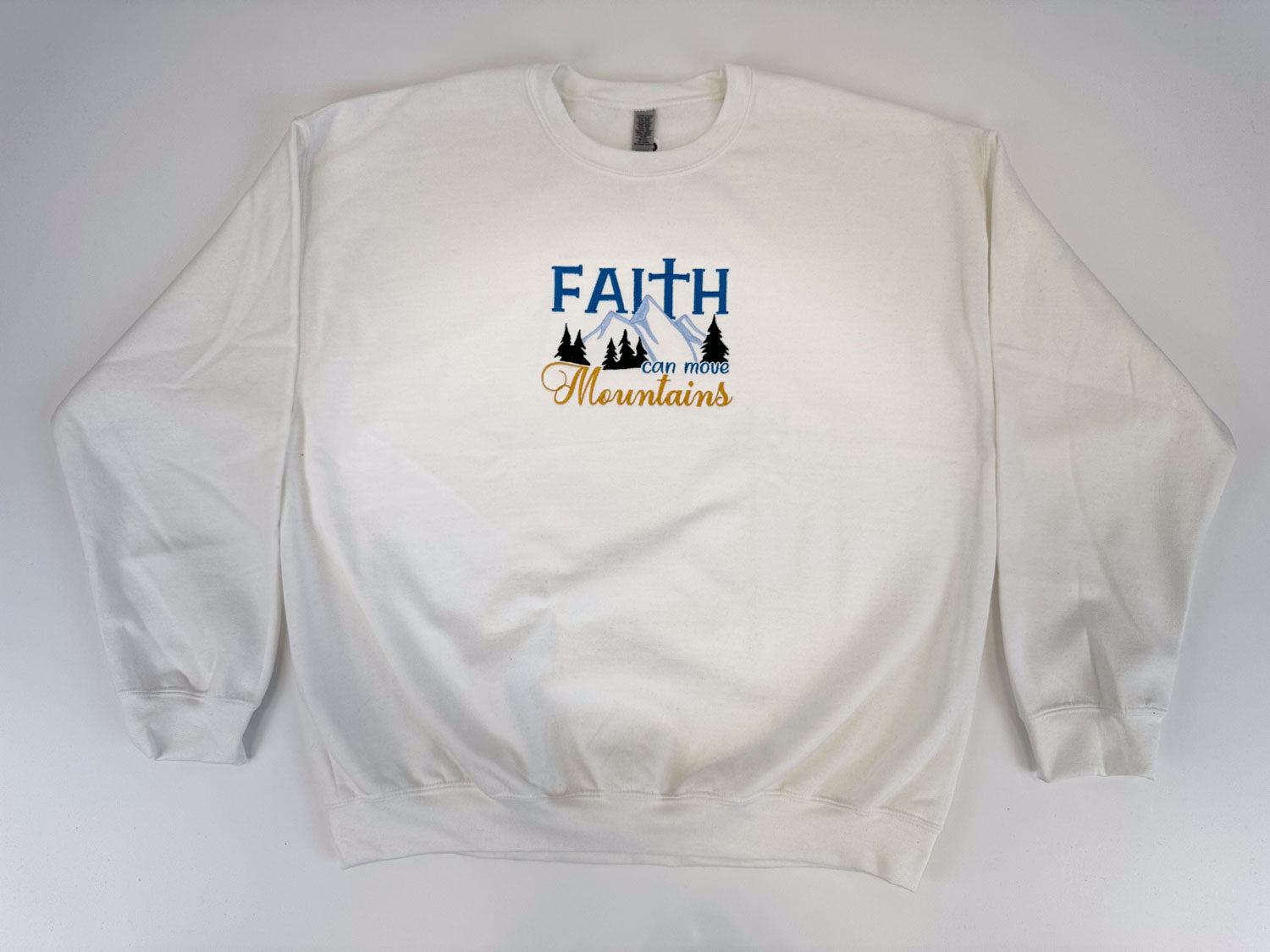 Faith Can Move Mountains Embroidered Sweatshirt - GOdCREATEd