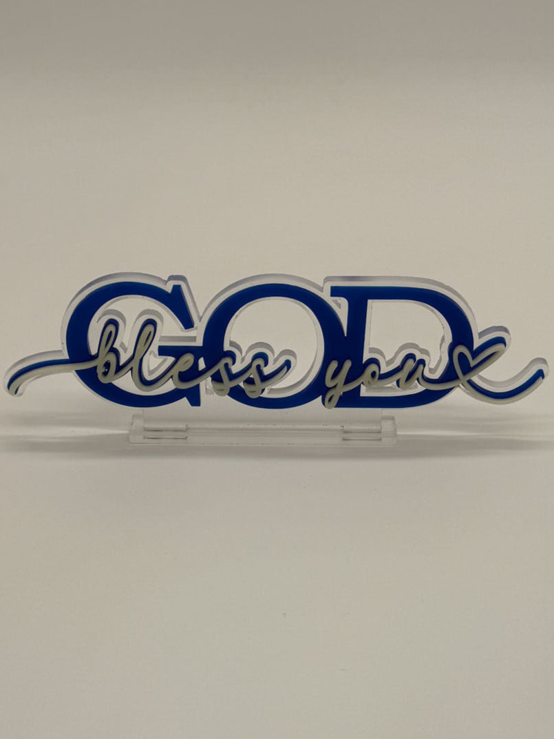 "God Bless You" 2.5" X 6" Acrylic Desk Ornament - GOdCREATEd