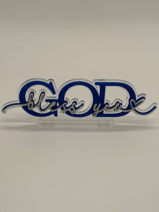 "God Bless You" 2.5" X 6" Acrylic Desk Ornament - GOdCREATEd