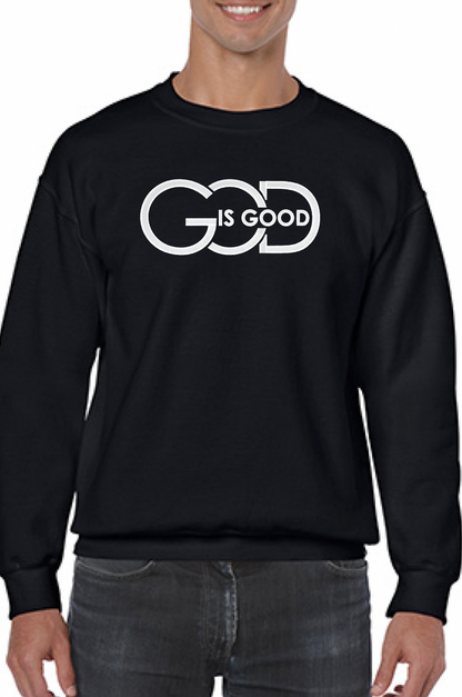 "God Is Good" Embroidered Sweatshirt - GOdCREATEd