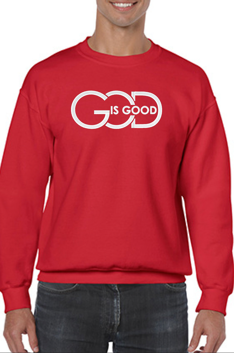 "God Is Good" Embroidered Sweatshirt - GOdCREATEd