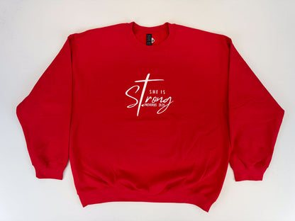 She is Strong Embroidered Sweatshirt - GOdCREATEd
