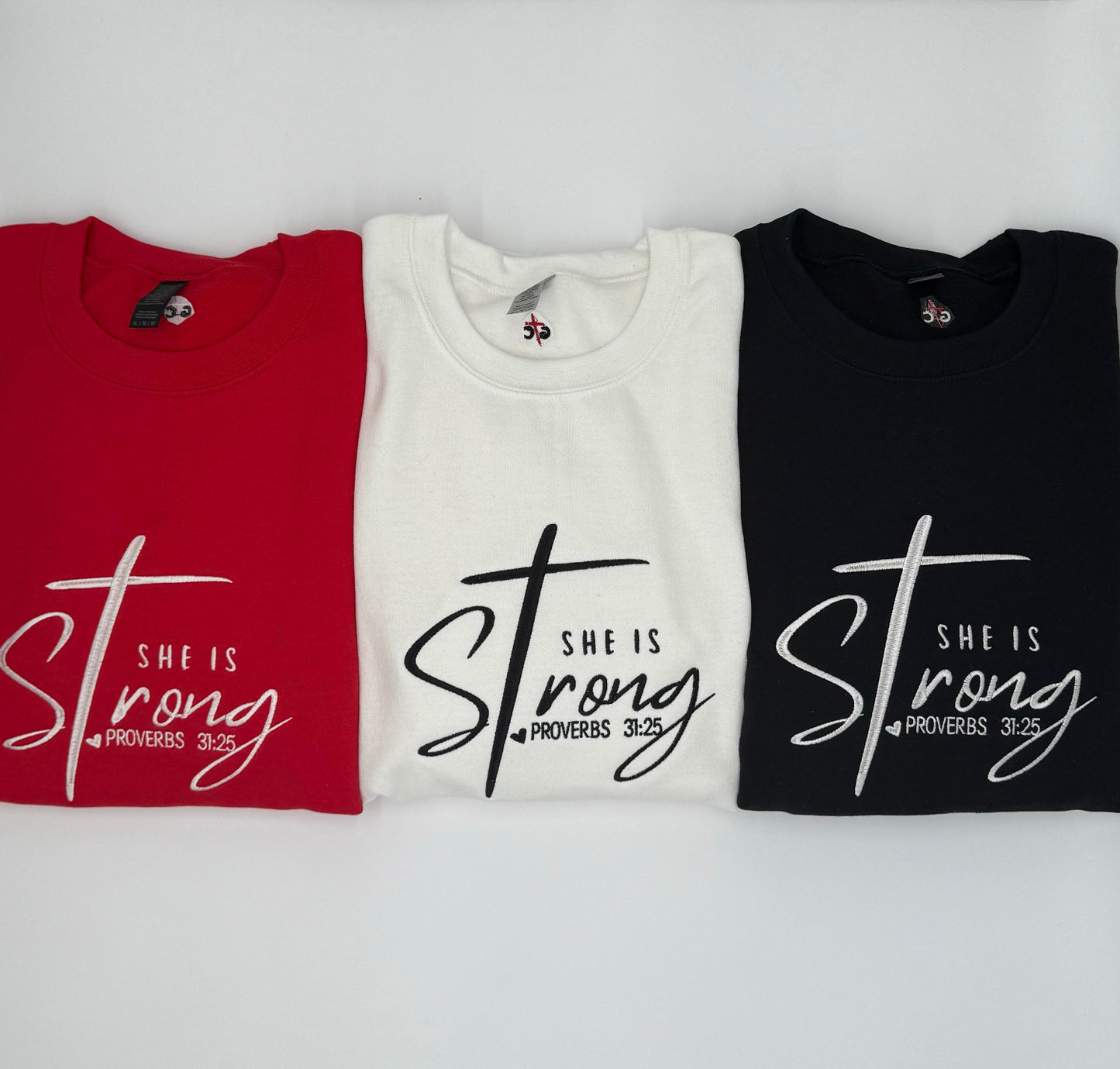 She is Strong Embroidered Sweatshirt - GOdCREATEd